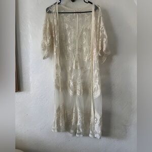 Siren Lily Cream Lace Midi Kimono